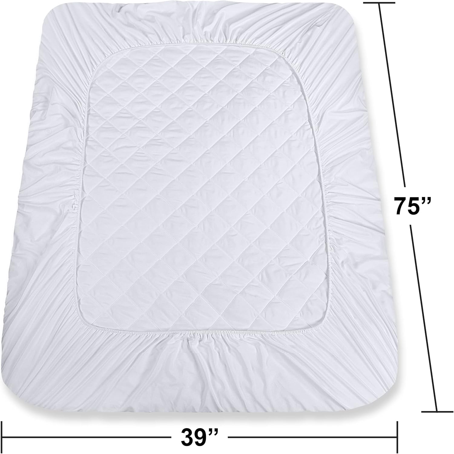 Utopia Bedding Twin Size Quilted Fitted Mattress Pad - Deep Pocket Protector, Machine Washable (White)