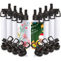 Volhoply Sublimation Insulated Water Bottles Blank Bulk 8 Pack, 32 oz Stainless Steel Sports Bottle with Straw, Double Walled Vacuum Metal Water Flask with Wide Mouth(Sublimation,8)