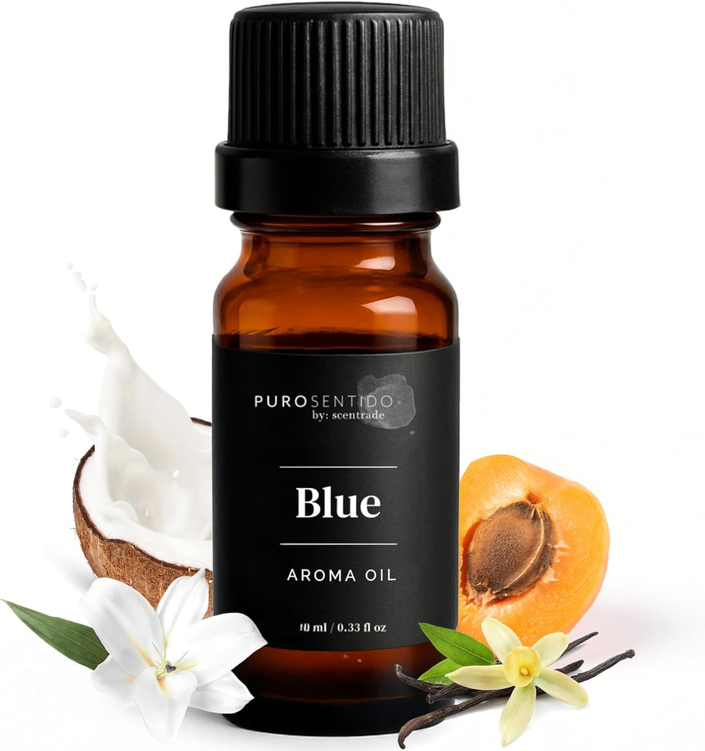 PuroSentido Blue Aroma Oil - Luxury Essential Fragrance Oil for Diffusers | 10 ml Apricot, Coconut Milk & Vanilla Scent