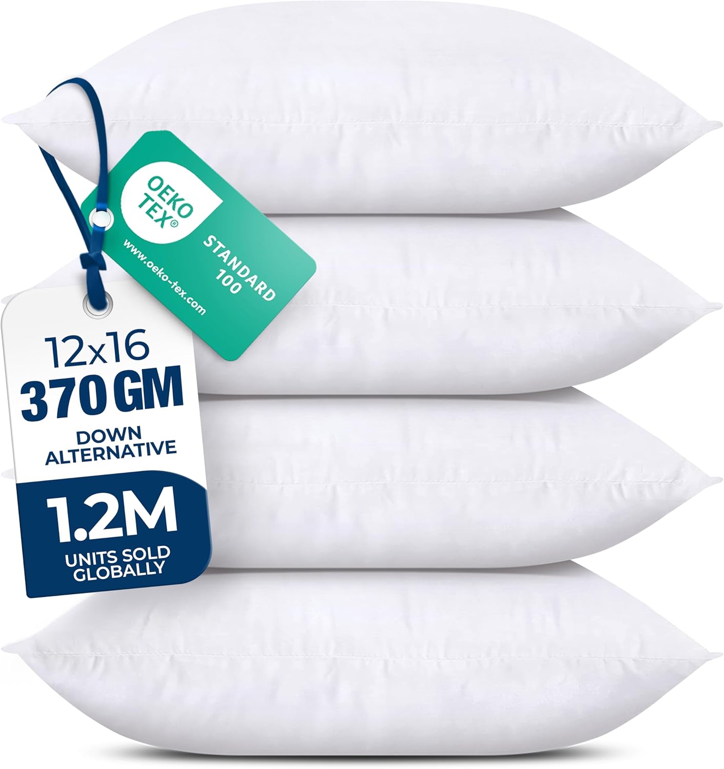Utopia Bedding Throw Pillows - Fluffy Down Alternative Set of 4 | 12 x 16 Inches, White for Bed & Sofa