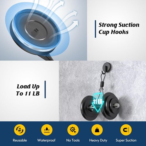 MOTAIPEAK Suction Cup Hooks - Versatile Shower Hooks for Glass, Tile & Metal - Black (2 Pack)
