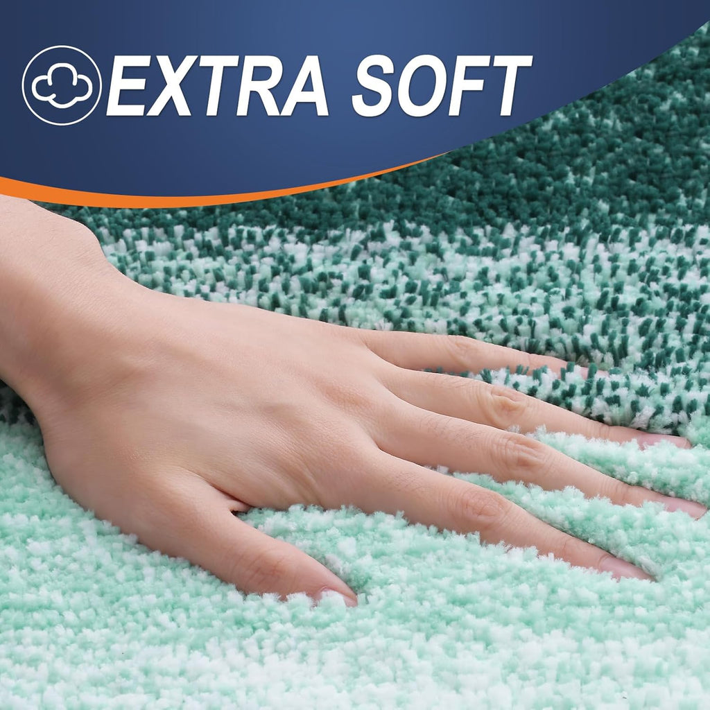 OLANLY Bathroom Runner Rug - Extra Soft Microfiber Mat 59x24 | Quick Dry & Rubber Backing in Blackish Green