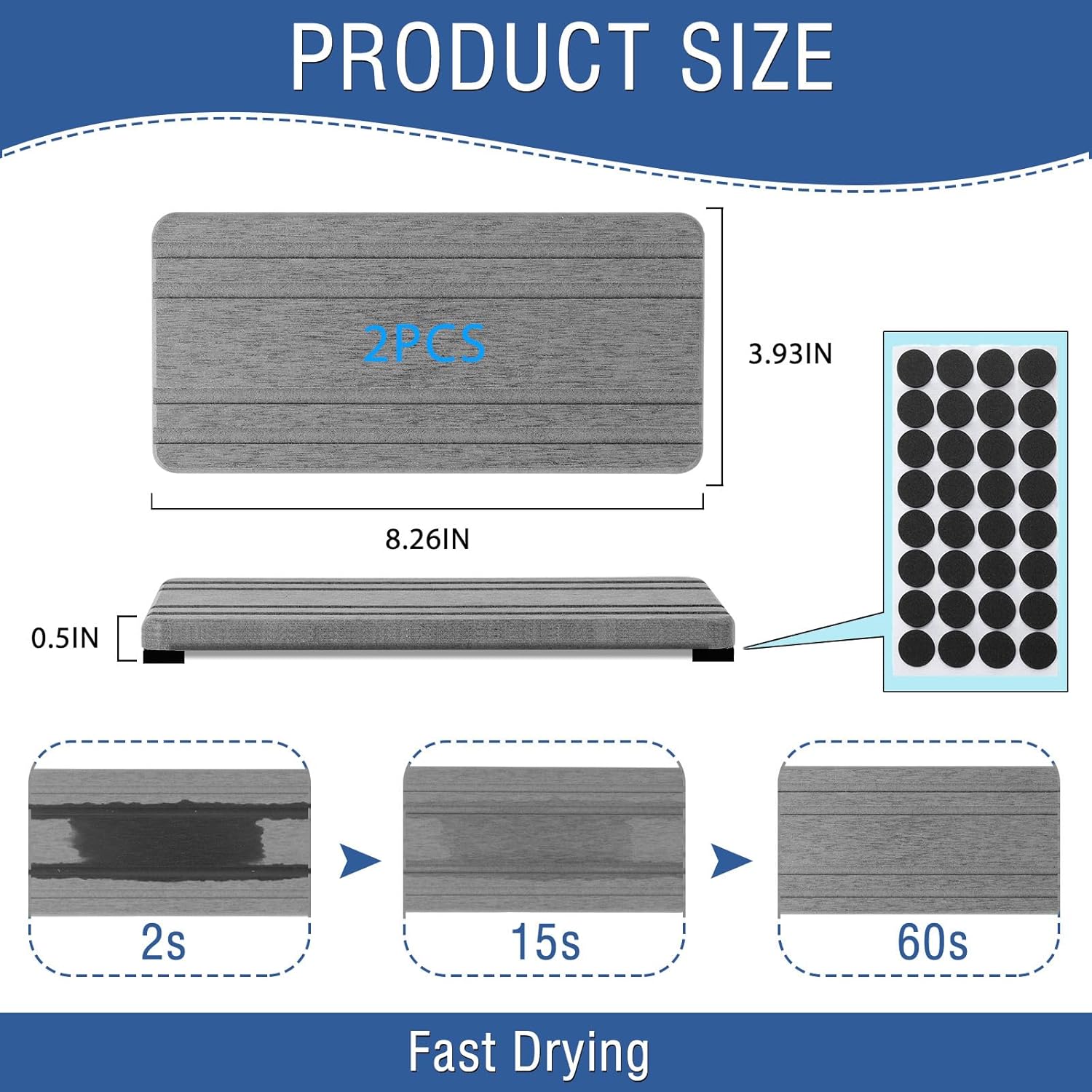Skiennix Diatomite Stone Sink Tray - Quick Drying Water Absorbing Coasters for Kitchen & Bathroom
