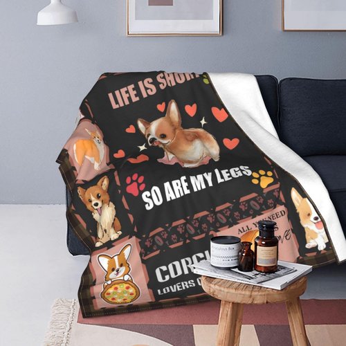 Corgi Flannel Blankets Super Soft and Warm Throw Blanket for Couch Sofa Gifts for Girls Boys Kids