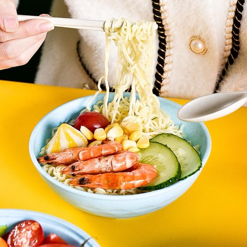 MIIDNTLX Microwave Ramen Bowl,Microwave Ramen Cooker with Lid,Plastic Mixing Salad Pasta Fruit Rice Cereal Instant Noodles Soup Maker Plate Bowls Set Kitchen College Dorm Room Essentials