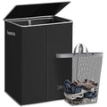 SOLEDI Laundry Hamper with Lid 130L Large & Tall Collapsible Laundry Basket, Clothes Hamper with Bag Removable Easy to Carry, Dirty Hampers for Bedroom, Bathroom, Dorm, College, Black