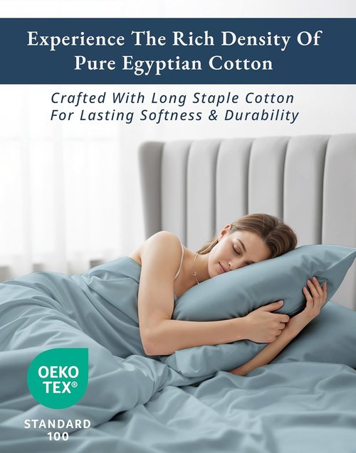 LANE LINEN Ultra Soft California King Sheets Set - 100% Egyptian Cotton, Fully Elasticized, French Blue
