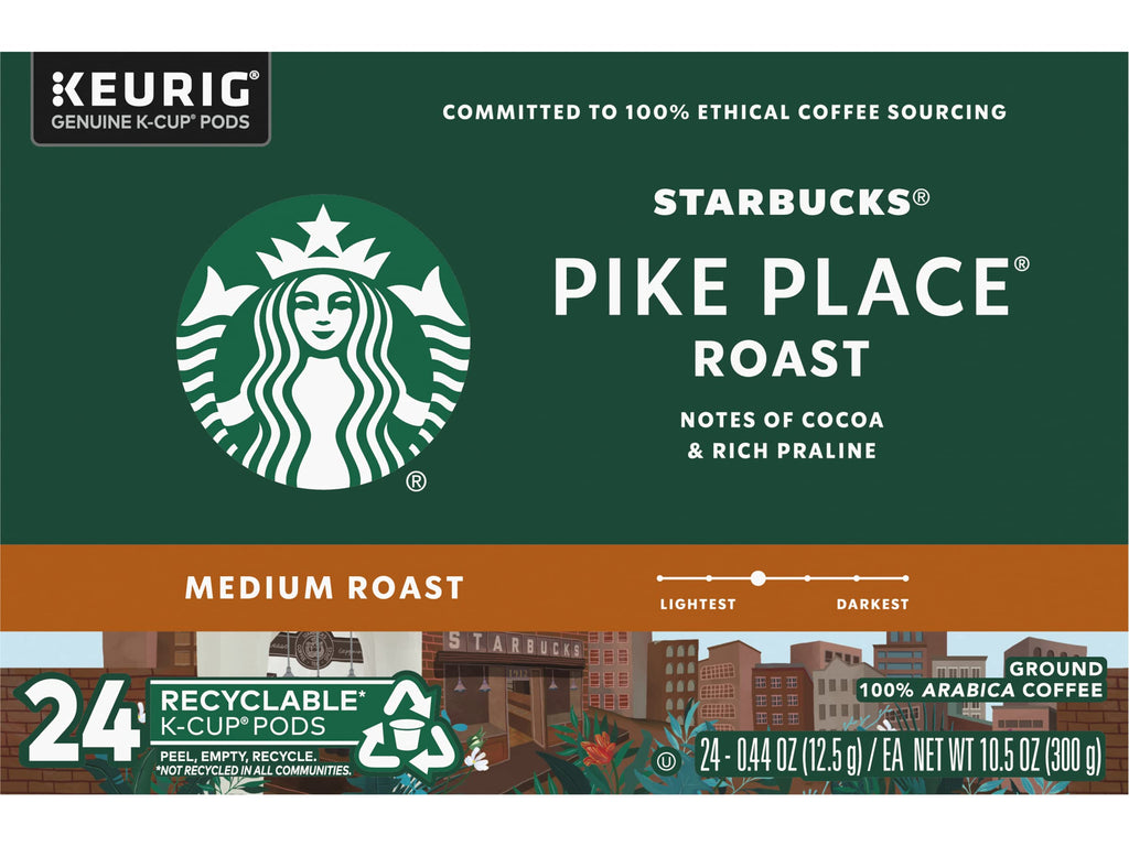 Starbucks Pike Place Roast Coffee K-Cup Portion Packs for Keurig Brewers, 72 Count (3 boxes of 24 K-Cups)