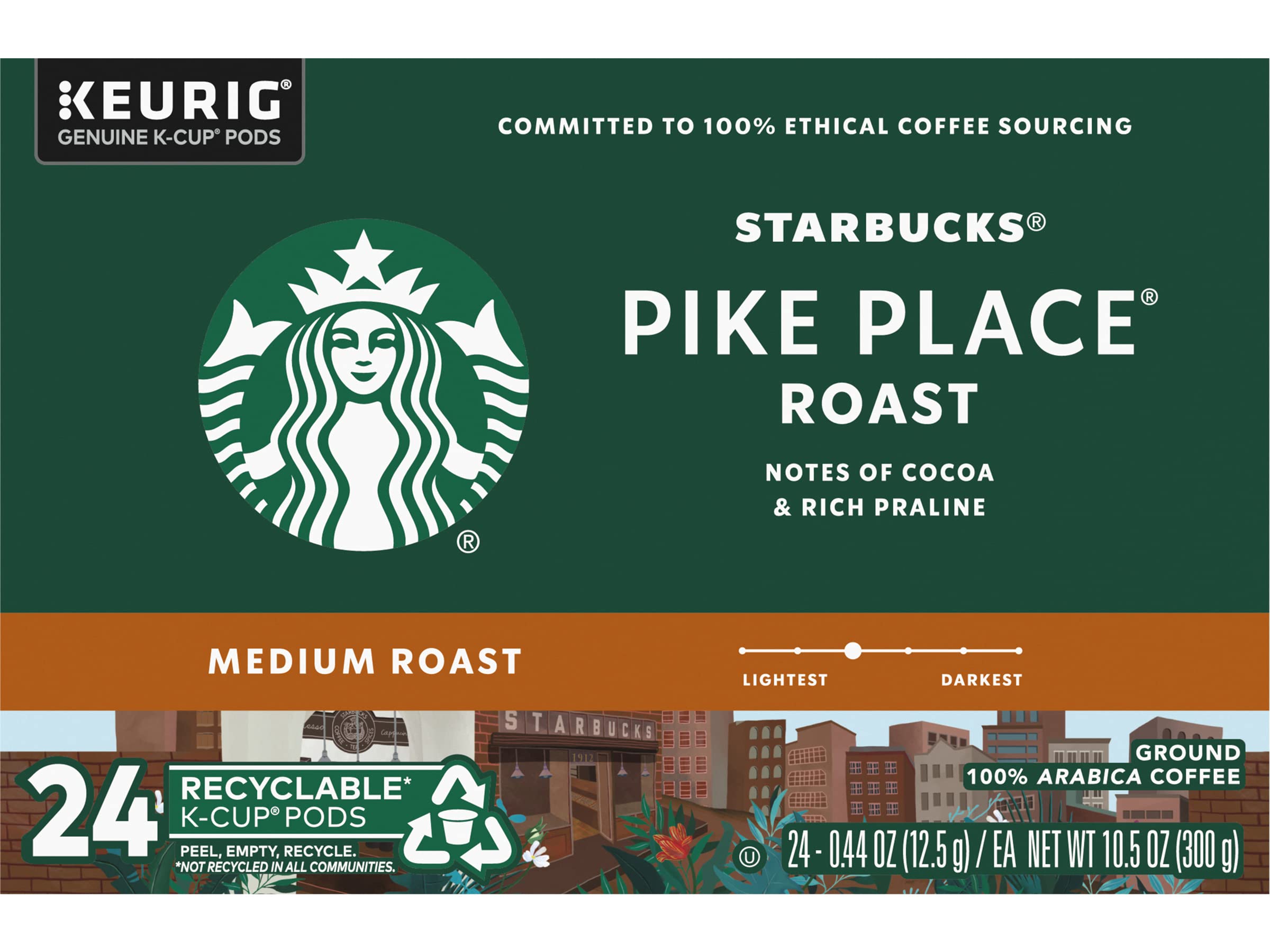 Starbucks Pike Place Roast Coffee K-Cup Portion Packs for Keurig Brewers, 72 Count (3 boxes of 24 K-Cups)