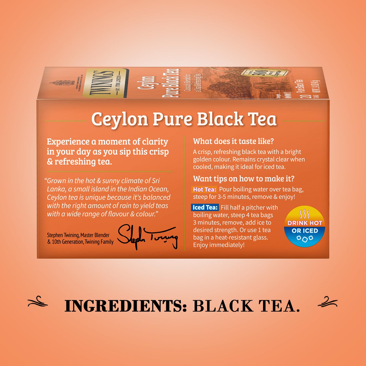 Twinings of London Ceylon Orange Pekoe Tea - Premium Quality | Box of 20 Tea Bags
