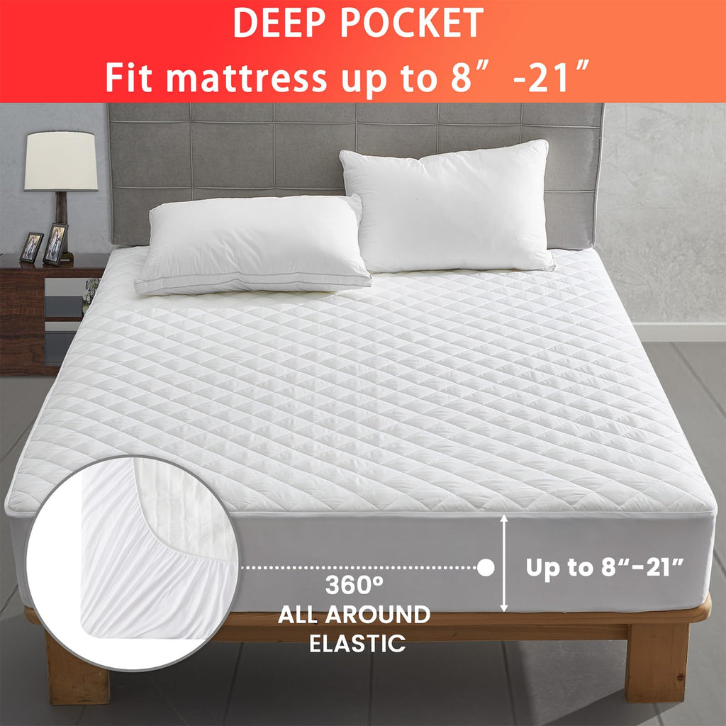 Heated Mattress Pad King Size, Electric Mattress Pad Cover w/Dual Control 8 Heating Settings, Bed Warmer w/ 4 Auto Shut Off Settings, UL Certified, Deep Pocket, Machine Washable, White