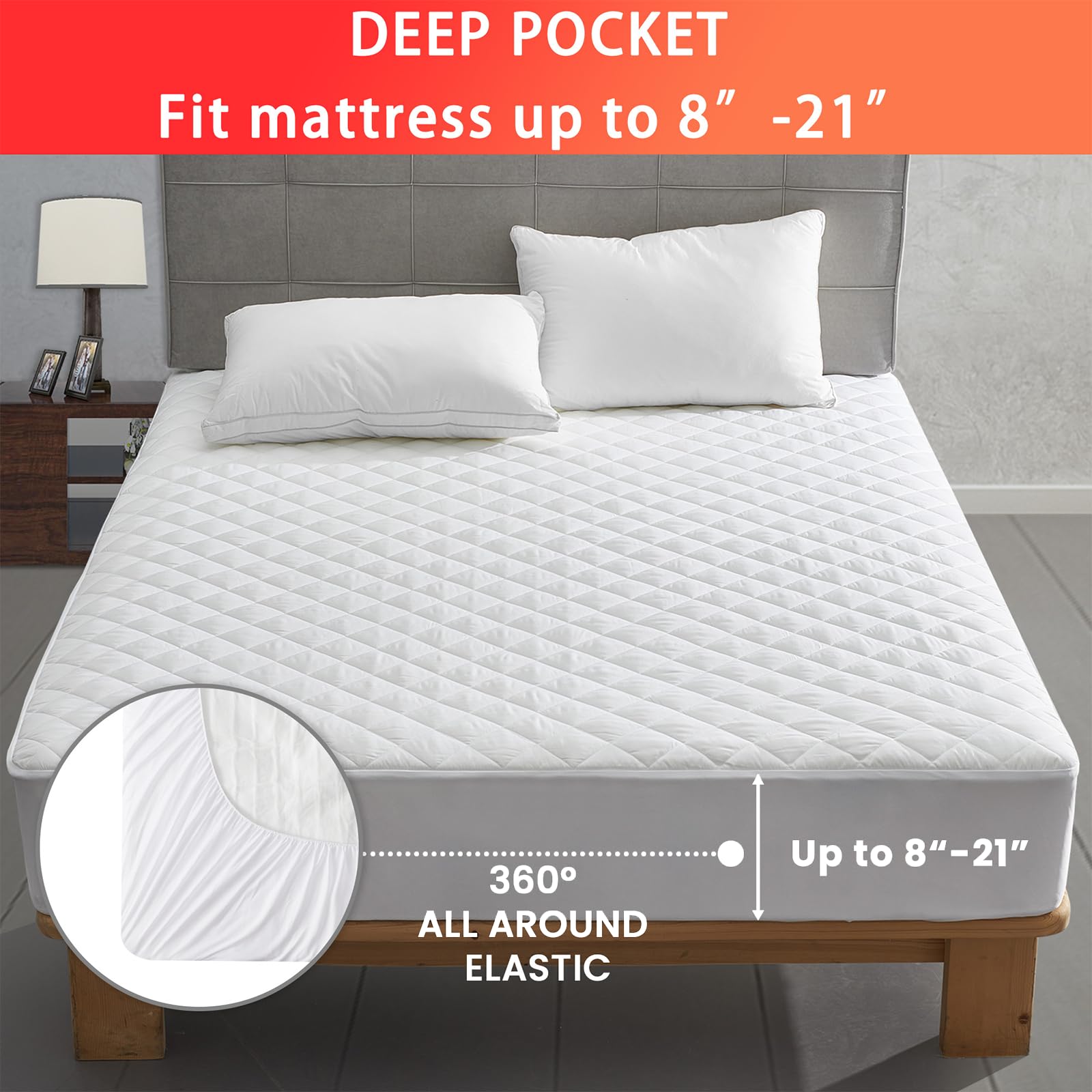 Heated Mattress Pad King Size, Electric Mattress Pad Cover w/Dual Control 8 Heating Settings, Bed Warmer w/ 4 Auto Shut Off Settings, UL Certified, Deep Pocket, Machine Washable, White