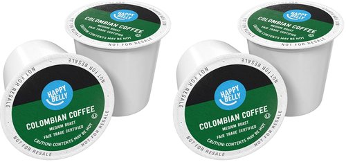 Happy Belly Medium Roast Coffee Pods - Colombian Flavor | Keurig Compatible | 48 Count Total