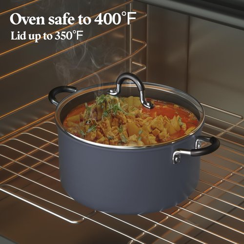 Cook N Home Pots and Pans Set Nonstick Professional Hard Anodized Cookware Sets 12-Piece, Dishwasher Safe with Stay-Cool Handles, Black
