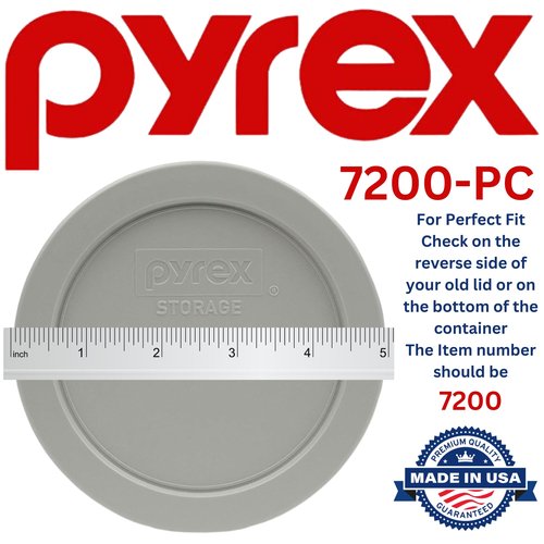 Pyrex 7200-PC 2-Cup Jet Gray Food Storage Replacement Lid (4-Pack) - Made in USA