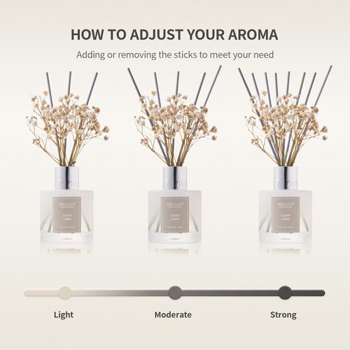 Airkeep Reed Diffuser Set, 3.38 fl oz (100 ml) - Jasmine Lily Lemon Oil Diffusers with 8 Reed Sticks, Home Fragrance Reed Diffuser for Bathroom Shelf Decor