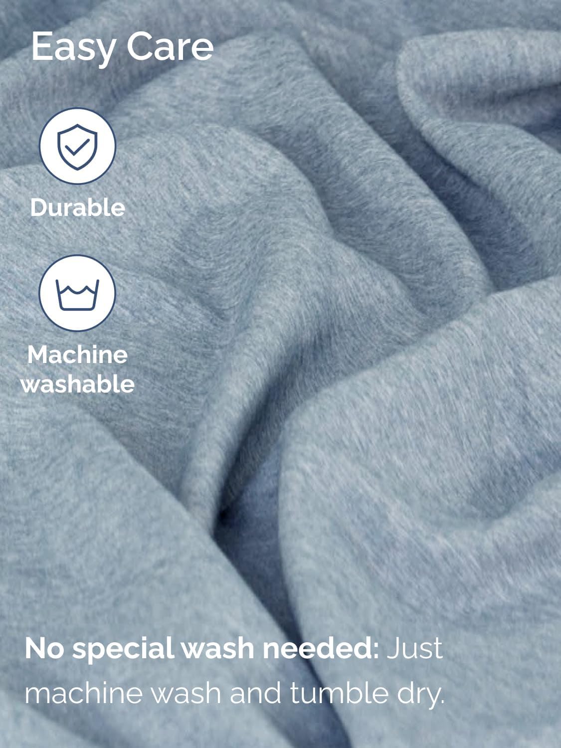 Skiennix Extra Deep Queen Sheet Set - 6 Piece Breathable Cooling Bedding - Soft Wrinkle-Free Heathered Blue