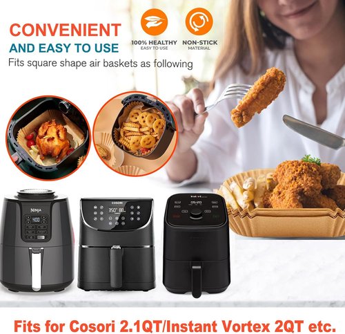 Cosori Mini Air Fryer Liners - Disposable 2 Qt Size for Easy Cooking | Fits 2.1, 2.6, 3 Qt Models