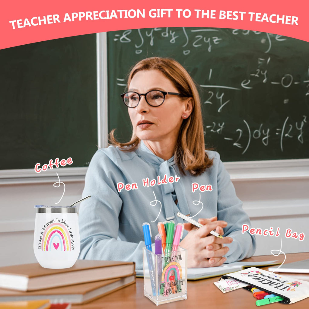 NaiCeay Best Teacher Appreciation Gifts for Women, Christmas, Birthday, Back to School, Thank You Gifts for Teacher, 12 oz Tumbler Gift Basket