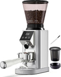 Tuni G1 Conical Burr Coffee Grinder - 48 Grind Settings & Precision Timer | Stainless Steel, Silver
