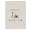 Dilemat Long Live Boyhood Canvas Banner Wall Hanging, Construction Decor for Boys Room,Kids Playroom Wall Decor Hanging Banner Flag for Boys Toddler Nursery Bedroom Playroom, 18X25 Inch