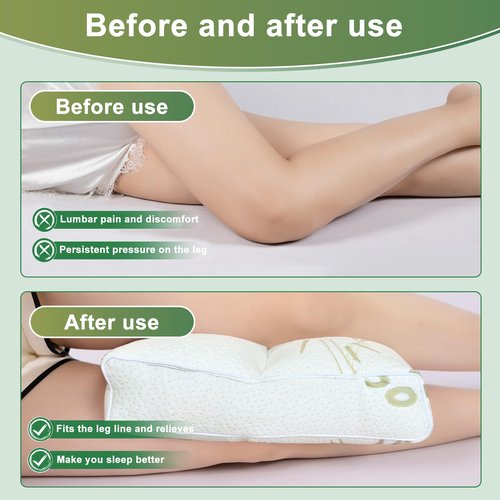 MINUPWELL Knee Pillow for Side Sleepers - 3" Height Between Leg & Under Knee Pillow for Back Sleepers - with 850G 7D Fiber for Relieving Leg, Back, and Knee Pain - Rayon Derived from Bamboo
