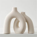 Hug Donut Decorative Vase Set - Modern Nordic Boho Style Matte Ceramic Vases for Home Décor | Cream White
