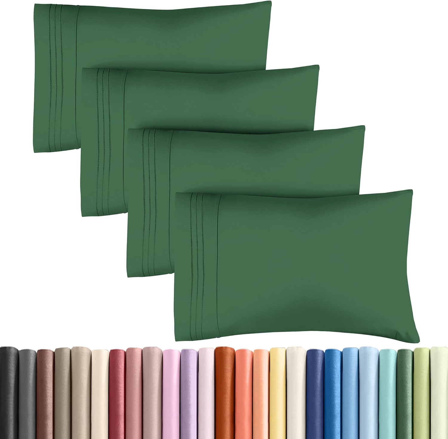 Skiennix Queen Pillow Cases Set of 4 - Ultra Soft Hotel Quality - Wrinkle Free & Fade Resistant - Emerald Green