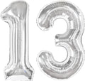 Silver Number 13 Balloon - 40 Inch Metallic Birthday Decoration for Kids' 13th Party