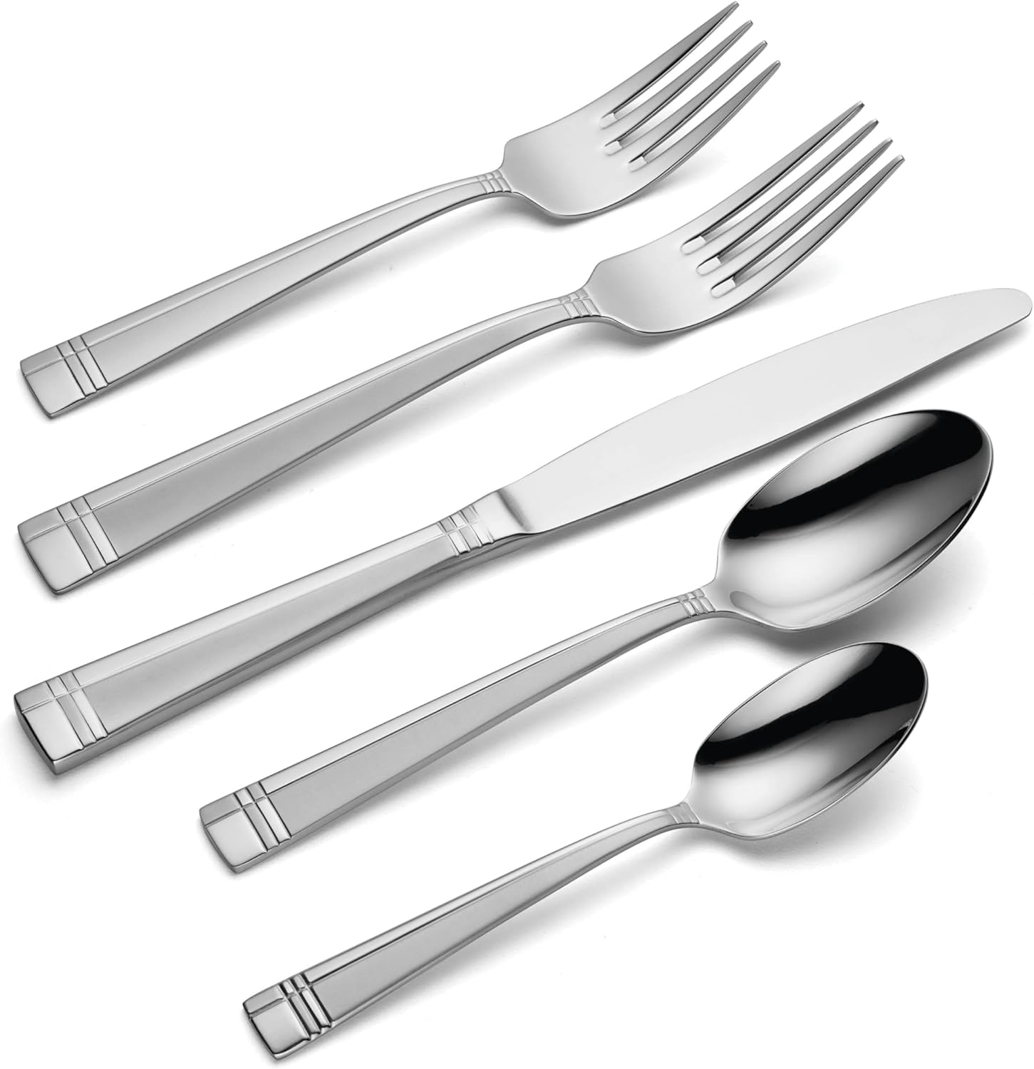 Oneida Amsterdam 45-Piece Silverware Set - Rust Resistant, Dishwasher Safe Flatware for 8 | Stainless Steel