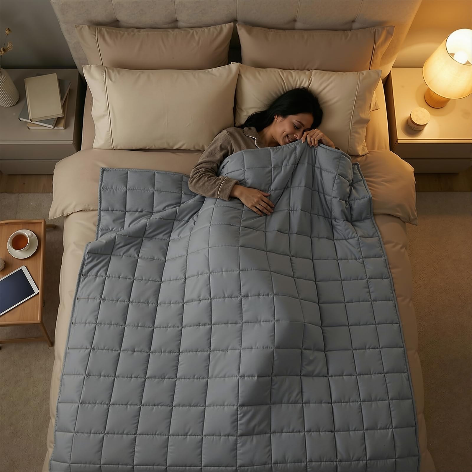 Smart Queen Weighted Blanket for Adults, Full Size 48x72,10lbs, Soft Heavy Blanket Machine Washable for Fall, Bedding &Napping with Premium Glass Beads (48x72 | 10lbs Grey)