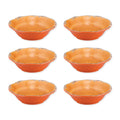 UPware Crackle Melamine Bowl Set, Flower Shaped Bowls for Pasta, Rice, Soup, and Salad, BPA-Free, Dishwasher Safe, Shatter-Proof, Orange, 7 Inch, Set of 6