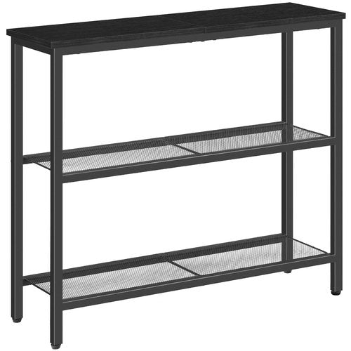 HOOBRO 29.5" Narrow Console Table, 3 Tier Entryway Table with Shelves, Thin Sofa Table, Behind Couch Table, Display Side Table, for Hallway, Entrance, Living Room, Black BB73XG01