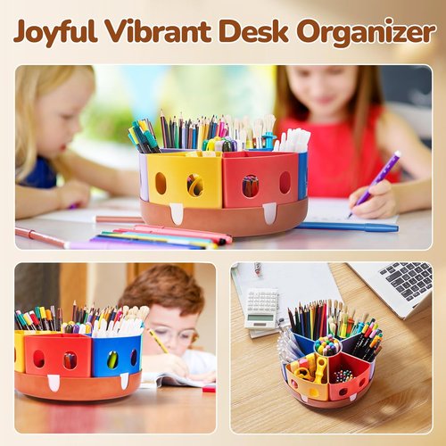 GAMENOTE Rotating Art Supplies Organizer - Lazy Susan for Kids' Desk & Classroom Storage | Large Size