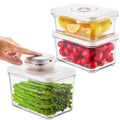 ZKIRON One-Touch Electric Vacuum Seal Food Storage Containers Set of 3 - Automatic Sealer Machine with Airtight Meal Prep Containers - BPA-Free & Stackable for Vegetables, Meat, Fruits (White)