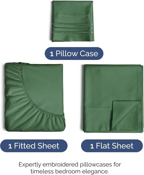 Comfy Twin Size 3-Piece Sheet Set by [Brand Name] | Breathable Cooling Bed Sheets - Luxury Hotel Quality - Deep Pockets, Soft & Wrinkle-Free - Emerald Green