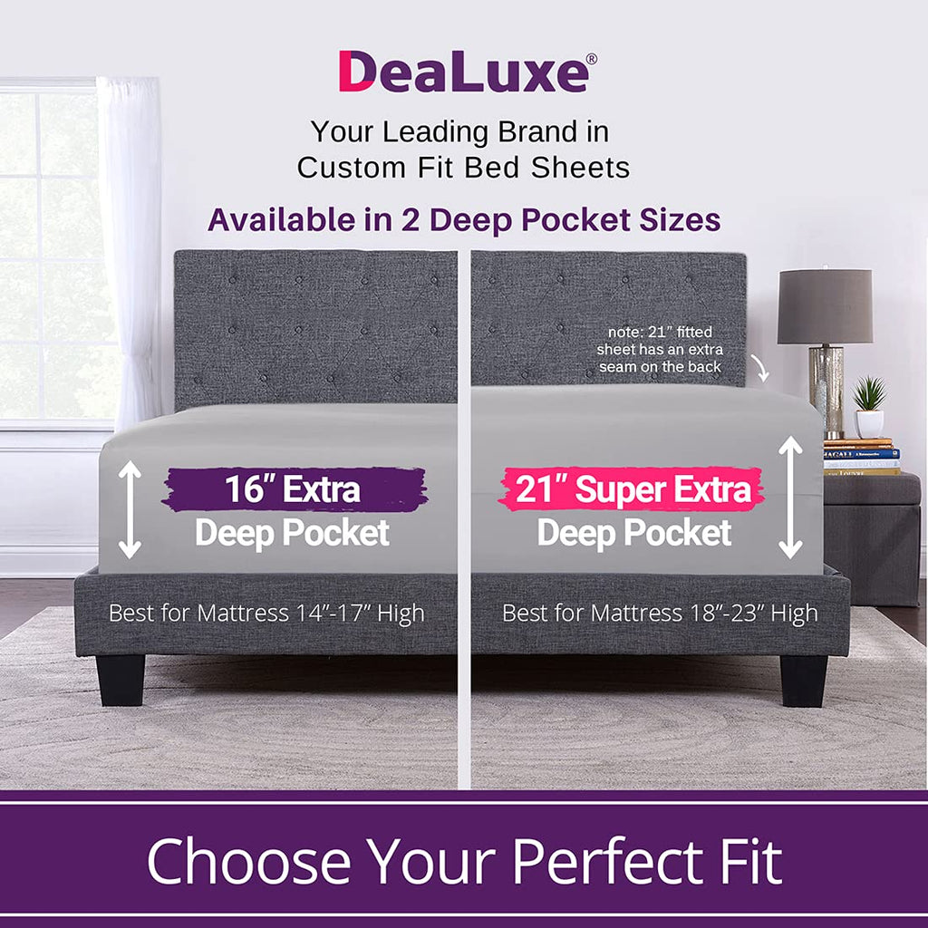 Twin Sheets Set - Twin Bed Sheets Kids Calm Grey - 16" Deep Pockets Fitted Sheet, Oversize Flat Sheet, 1 Zipper Closure Pillowcase