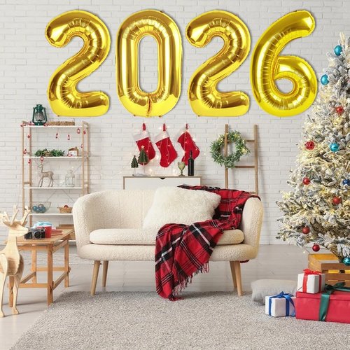 2026 Gold Number Balloons - 40 Inch New Year's Eve Decorations | Perfect for Graduation & Birthday Parties