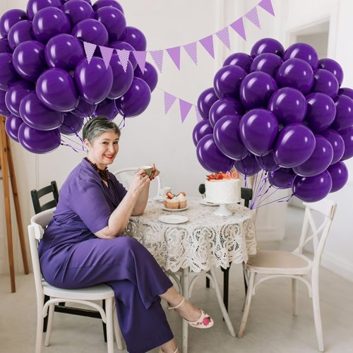 Dark Purple Balloons | 12-Inch Latex Party Balloons - 50pcs for Weddings, Baby Showers & Birthdays