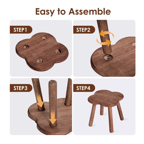 Jurath Wooden Step Stool for Adults Upgraded11.6inch Small Wooden Stool with Four Detachable and Assembled Legs for Bathroom, Kitchen, Bedroom, Plant Stand (Natural Solid Wood top and Legs)