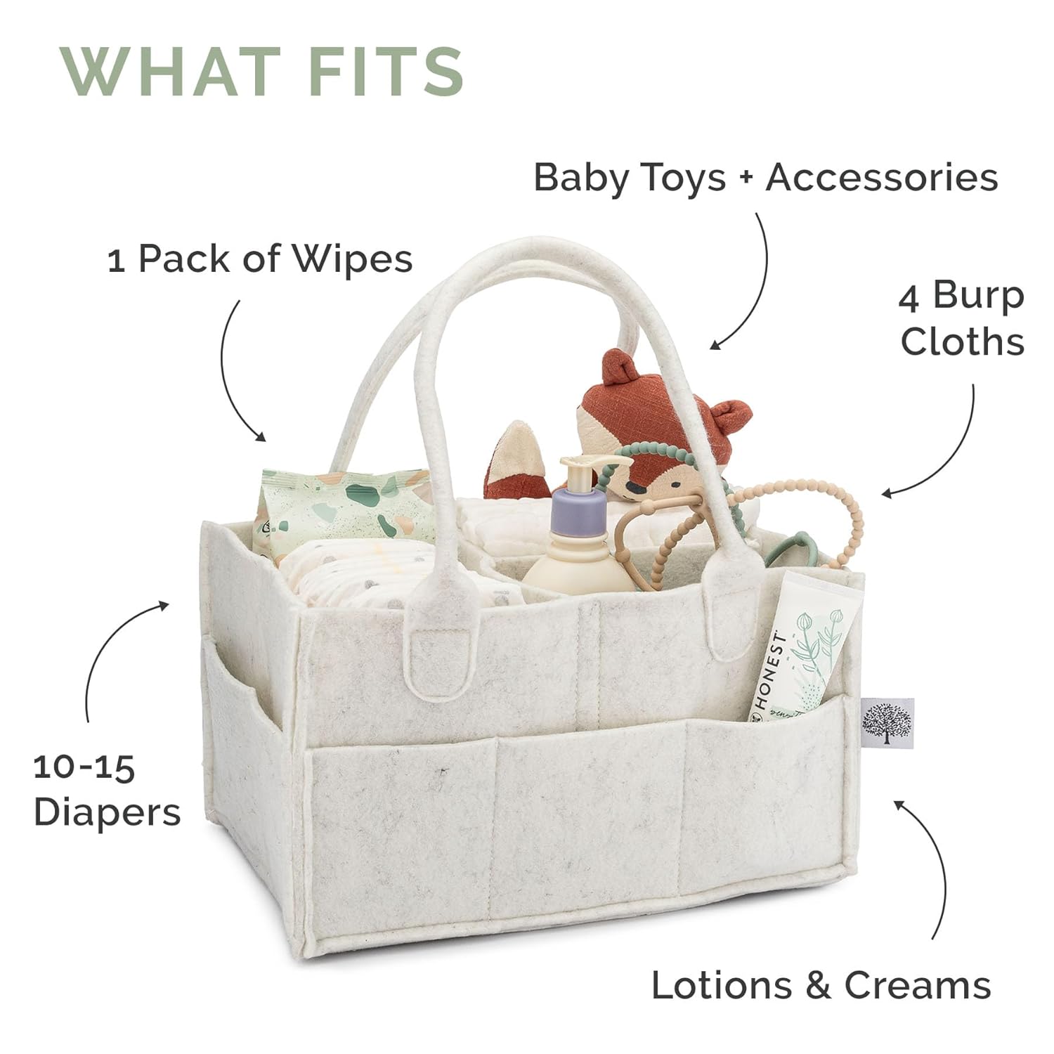 Parker Baby Co. Diaper Caddy - Large Nursery Storage Bin & Car Organizer for Diapers | Oatmeal