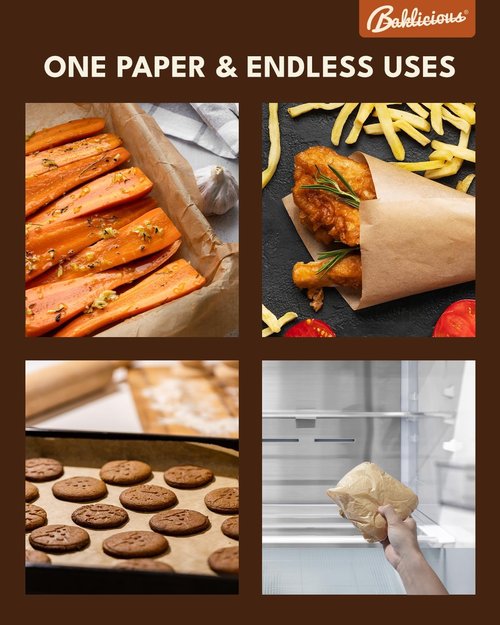 Baklicious Unbleached Parchment Paper Baking Sheets - 220 Heavy Duty Pre-Cut Sheets for Air Fryer & Oven
