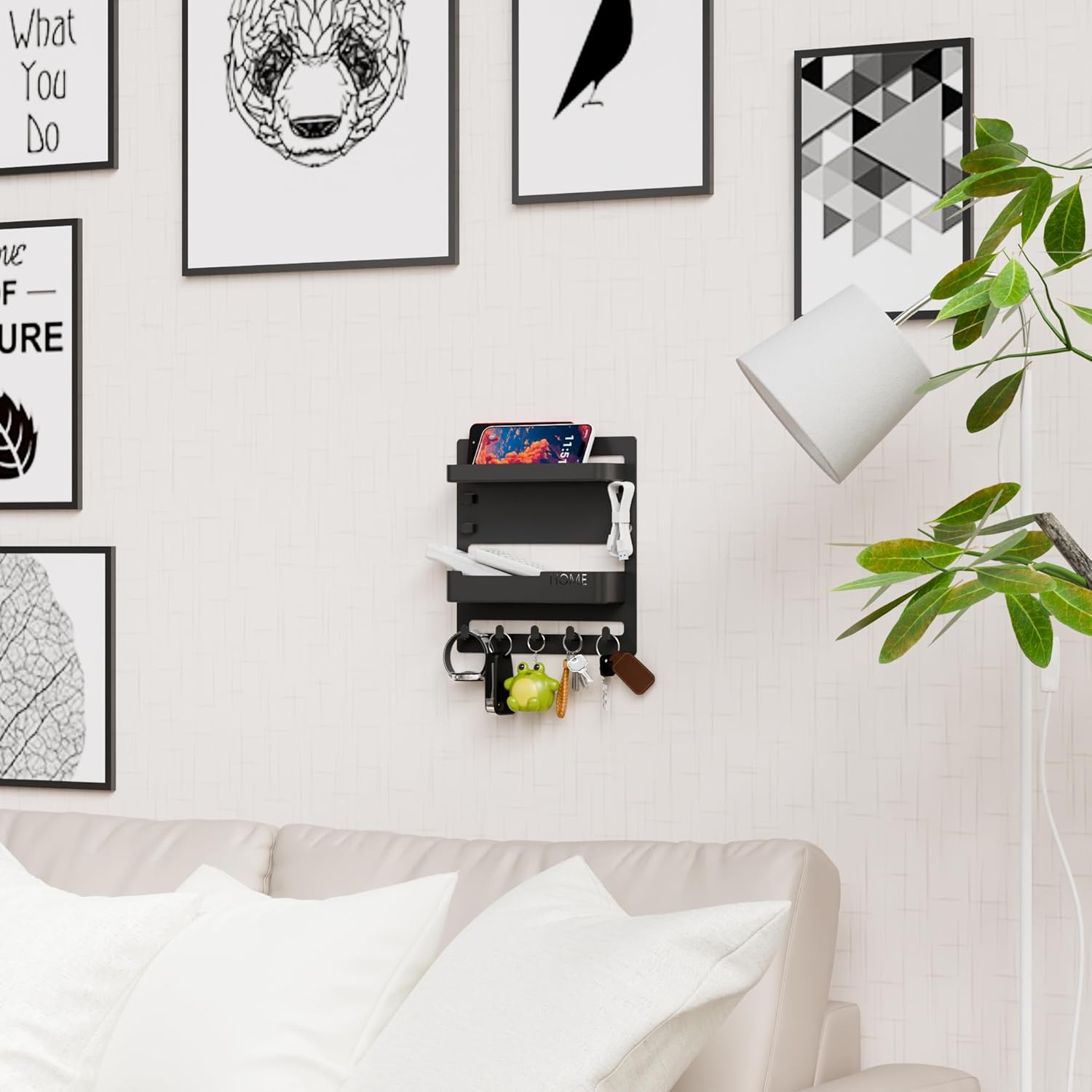 Yieach Bedside Shelf - Wall Mounted Floating Organizer for Remote & Phone | Cute Black Decor for Dorms