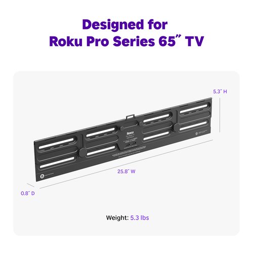 Roku Wall Mount Kit for 65-Inch Pro Series TV - Ultra-Slim with Minimalist, Flat Design - Hinged TV Mount and Kickstand for Easy Access to Cables