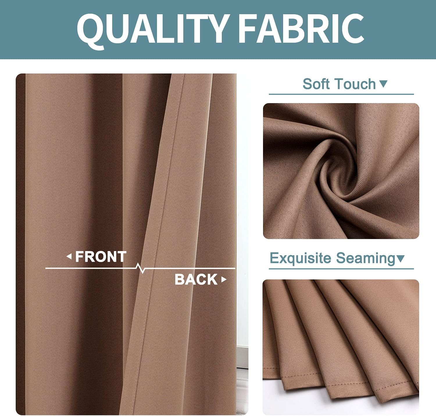 ChrisDowa Grommet Blackout Curtains - Thermal Insulated Room Darkening Panels (Cappuccino, 38W x 54L)
