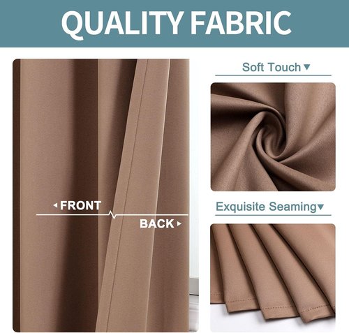 ChrisDowa Blackout Curtains - Thermal Insulated Room Darkening Panels, 48 Inch Long, Cappuccino (Set of 2)