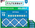 Filterbuy 20x20x1 Air Filter - MERV 13 Smoke & Allergy Defense | 4-Pack Electrostatic Pleated HVAC Filters