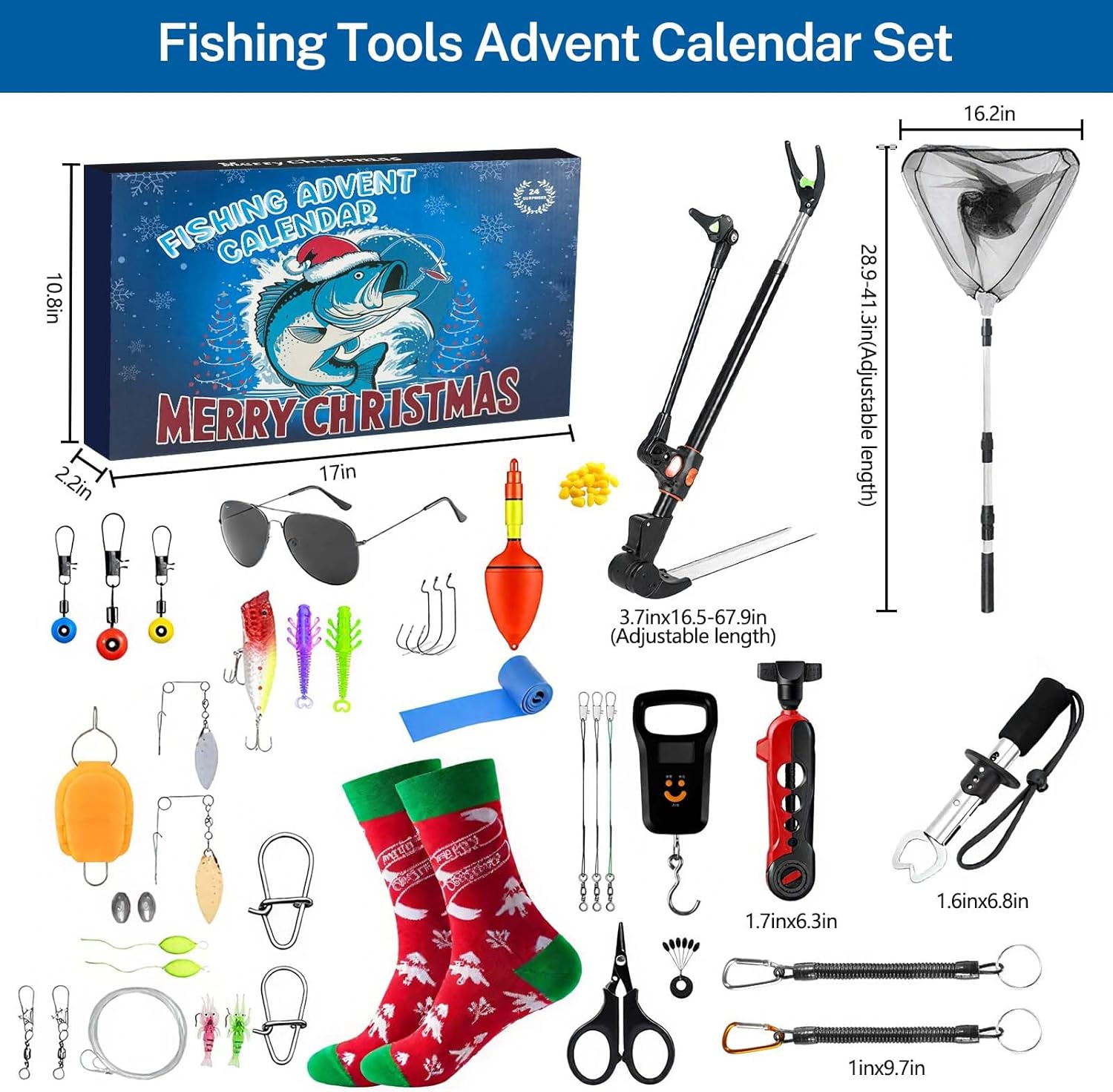 Skiennix Fishing Advent Calendar 2025 - 24-Day Countdown with Tools, Lures & Accessories | Perfect Xmas Gift for Men & Teens