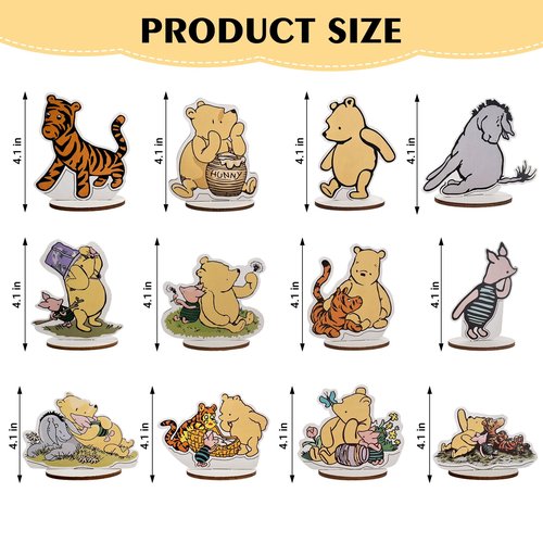 The Winnie Bear Wooden Table Centerpieces for Birthday Party/Baby Shower Decorations, Set of 12