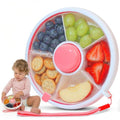 TRENDO Snack Spinner for Toddlers – Pink Rotating Snack Container, BPA & PVC-Free Baby Snack Box, Spill-Proof Toddler Snack Container with Hand Strap, 5 Compartments Travel Snack Box for Kids
